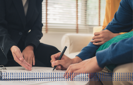 PERSONAL LOANS - photo graphics person pointing at document person signing a document