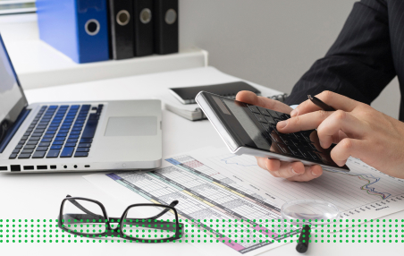 housing loan interest - photo graphics person using calculator to count finances