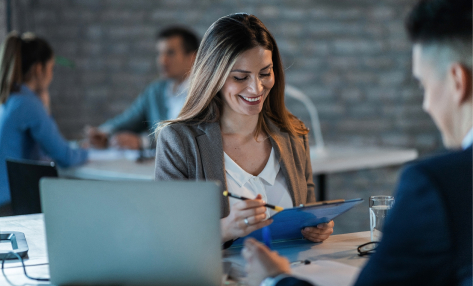 EASY LOANS FOR BUSINESS - photo graphics woman writing on clipboard