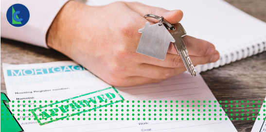 GETTING A MORTGAGE - photo graphics approved loan form house on keychain