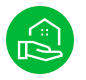 REAL ESTATE LOAN - photo graphics hand and house icon in a green circle