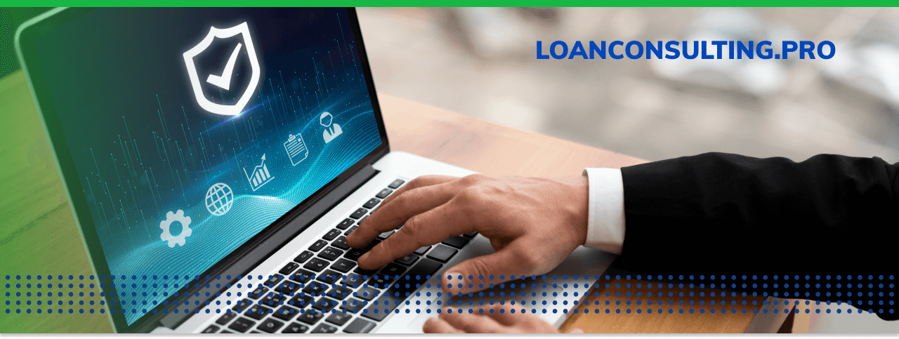SECURED BUSINESS LOAN - photo graphics man typing on laptop